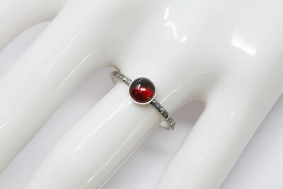 6mm Garnet Skinny Beaded Band Ring - Antique Silver Finish by Salish Sea Inspirations - image2